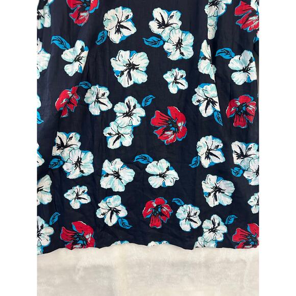 NWT Talbots Navy Floral Longline Top 3X Beaded 100% Linen - Picture 2 of 9